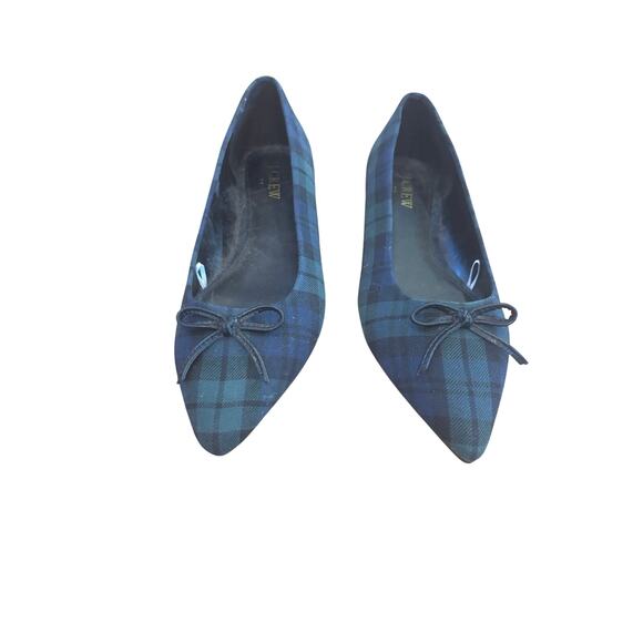 J crew Shoes - J.Crew plaid tartan pointed-toe bow ballet flat size 7 NWOT